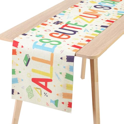 Xialvyu Einschulung Tischläufer, Schulanfang Deko Tischläufer, Tischdekoration, Schulanfang, Party, Geburtstagsdekoration, Mädchen Junge, 182 x 36cm(Weiß) von Xialvyu