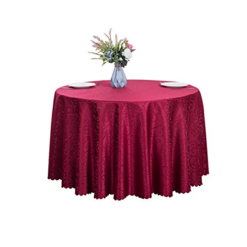 Xiang Ru Kleine große Tischdecke für Zuhause, Hochzeit, Damast, rund, für Restaurant, Hotel, Schreibtisch, Weinrot, Durchmesser: 1,6 m von Xiang Ru