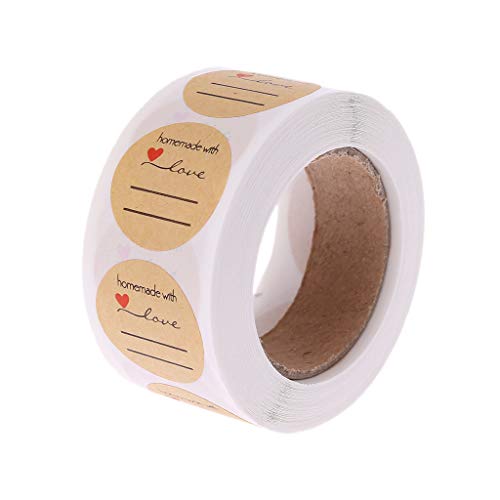 Xiangrun Etiketten Selbstklebend - 500 Stück Rundes Kraftpapier Handgefertigt Mit Liebe Versiegeln Aufkleber Candy Bag Label Verpackung Geschenk 25mm von Xiangrun