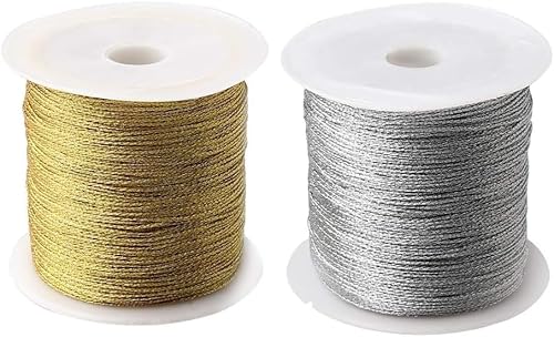 2 Rolle Metallic Kordel, 1MM Gold Und Silber Metallic Schnur, DIY Metallic Bastelschnur Für Für Basteln, Geschenkverpackung, Hochzeit, Weihnachts Dekoration, Kordel Craft Cord, 40m/Rollen 2 Rolle Metallic Kordel, 1MM Gold Und Silber Metallic Schnur, DIY Metallic Bastelschnur Für Für Basteln, Geschenkverpackung, Hochzeit, Weihnachts Dekoration, Kordel Craft Cord, 40m/Rollen von Xianjuun