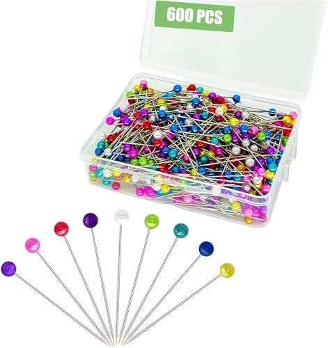 600 Stück Stecknadeln Mit Kopf - 38 Mm Bunte Glaskopfnadeln, Edelstahl Stecknadeln Glaskopfstecknadeln Für Basteln Nähen Säumen Craft,Jewelry Komponenten Dekoration von Xianjuun