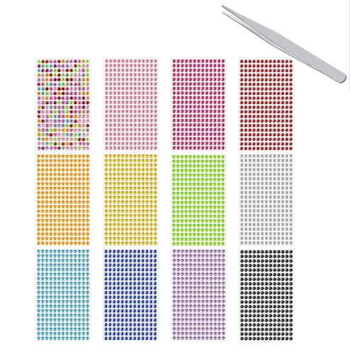Glitzersteine Selbstklebend Set mit 3120 Stück (12 Farben à 260 Steine) – 6mm Klebefolien-Glitzersteine für Gesichts-Makeup, Nageldesign & Festival-Accessoires von Xianjuun