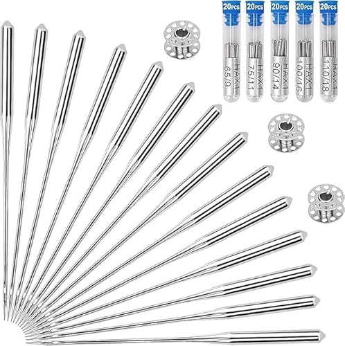 Nähmaschinennadeln - 100Stk Universal Nähmaschine Nähnadeln 65/9 75/11 80/12 90/14 100/16 110/18, Nähmaschinen Nadel Set für Denim Leder Jeans Stretch Jersey Stoff Nähmaschinennadeln - 100Stk Universal Nähmaschine Nähnadeln 65/9 75/11 80/12 90/14 100/16 110/18, Nähmaschinen Nadel Set für Denim Leder Jeans Stretch Jersey Stoff von Xianjuun