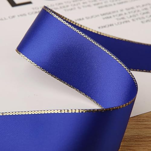 45,7 m langes Polyester-Satinband mit metallischem Rand, goldfarbener Rand, für Urlaubsdekoration, Geschenkverpackung, Verpackung, A18 von Xiao Hua