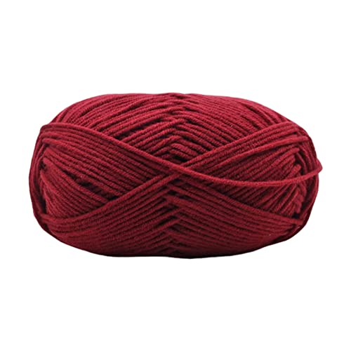 Baumwollgarn, Strickwolle, ultraweich, 4-lagig, Milch-Baumwolle, Häkelgarn für DIY, Handstricken, Babywolle, Handwerk, Schal, Häkelgarn, Zubehör (dunkelrot) von Xiao Hua