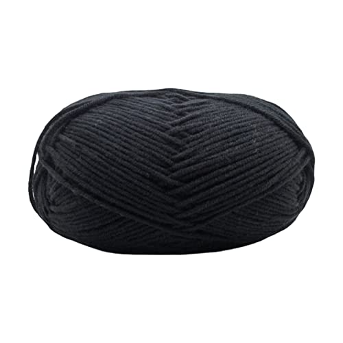 Baumwollgarn, Strickwolle, ultraweich, 4-lagig, Milch-Baumwolle, Häkelgarn für DIY, Handstricken, Babywolle, Handwerk, Schal, Häkelgarn, Zubehör (schwarz) von Xiao Hua