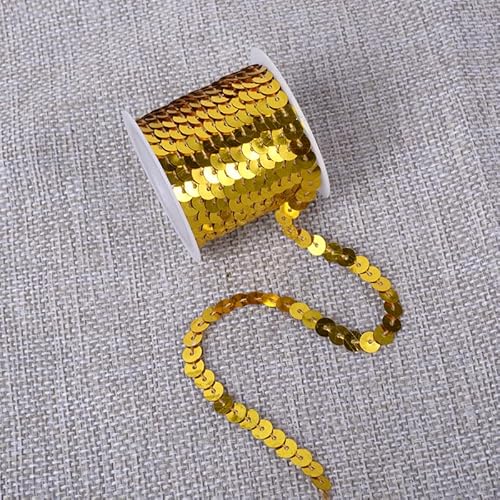 Flacher Paillettenstreifen, 6 mm, 4,5 m, flach, Paillettenband, metallisch, glänzend, Nähschnur für Meerjungfrauen, Basteln, Verzierungen, Halloween-Kostüm, 10 Stück, Gold Flacher Paillettenstreifen, 6 mm, 4,5 m, flach, Paillettenband, metallisch, glänzend, Nähschnur für Meerjungfrauen, Basteln, Verzierungen, Halloween-Kostüm, 10 Stück, Gold von Xiao Hua