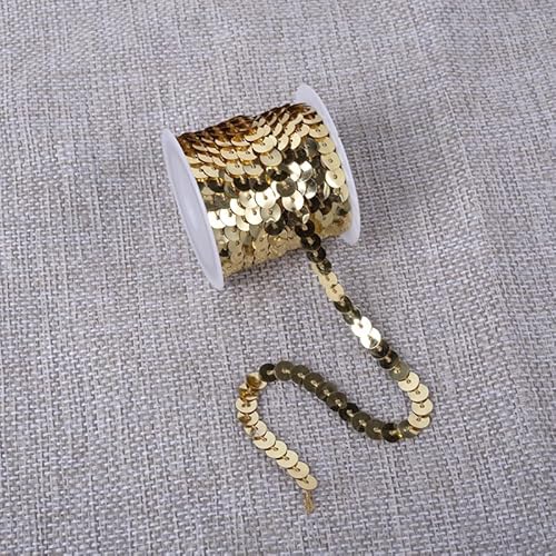Flacher Paillettenstreifen, 6 mm, 4,5 m, flach, Paillettenband, metallisch, glänzend, Nähschnur für Meerjungfrauen, Basteln, Verzierungen, Halloween-Kostüm, 10 Stück, Hellgold Flacher Paillettenstreifen, 6 mm, 4,5 m, flach, Paillettenband, metallisch, glänzend, Nähschnur für Meerjungfrauen, Basteln, Verzierungen, Halloween-Kostüm, 10 Stück, Hellgold von Xiao Hua