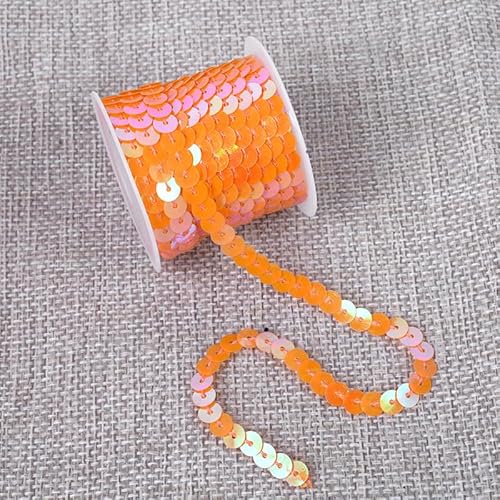 Flacher Paillettenstreifen, 6 mm, 4,5 m, flach, Paillettenband, metallisch, glänzend, Nähschnur für Meerjungfrauen, Basteln, Verzierungen, Halloween-Kostüm, 10 Stück, Orange AB Flacher Paillettenstreifen, 6 mm, 4,5 m, flach, Paillettenband, metallisch, glänzend, Nähschnur für Meerjungfrauen, Basteln, Verzierungen, Halloween-Kostüm, 10 Stück, Orange AB von Xiao Hua