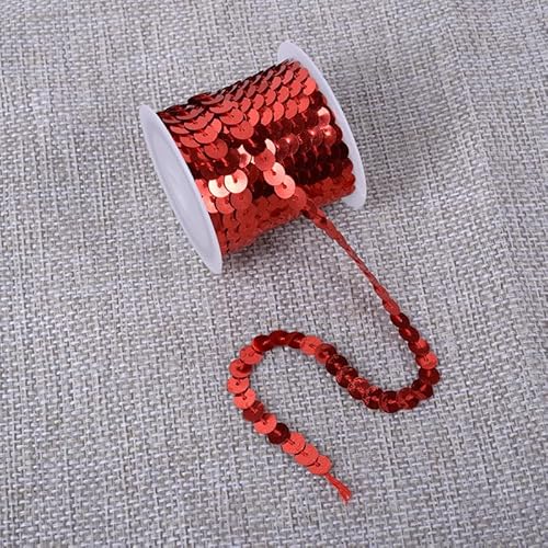 Flacher Paillettenstreifen, 6 mm, 4,5 m, flach, Paillettenband, metallisch, glänzend, Nähschnur für Meerjungfrauen, Basteln, Verzierungen, Halloween-Kostüm, 10 Stück, Rot Flacher Paillettenstreifen, 6 mm, 4,5 m, flach, Paillettenband, metallisch, glänzend, Nähschnur für Meerjungfrauen, Basteln, Verzierungen, Halloween-Kostüm, 10 Stück, Rot von Xiao Hua
