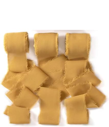 Geschenke, Blumen, Geschenkbox-Verpackungsbänder, handzerrissene Chiffonbänder, handgehaltene Blumenquasten, Schleifendekorationen, echte Seidenstoffstreifen (Gold) von Xiao Hua