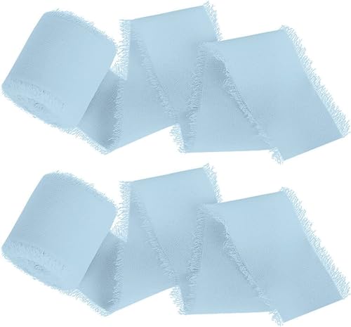 Geschenke, Blumen, Geschenkbox-Verpackungsbänder, handzerrissene Chiffonbänder, handgehaltene Blumenquasten, Schleifendekorationen, echte Seidenstoffstreifen (Himmelblau) von Xiao Hua