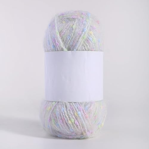 Mohair-Garne mit bunten Punkten, weicher Faden, handgestrickt, gehäkelt, gewebt, für Schals, Schals, Basteln, Weiß, E von Xiao Hua