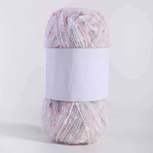 Mohair-Garne mit bunten Punkten, weicher Faden, handgestrickt, gehäkelt, gewebt, für Schals, Schals, Basteln, Weiß A, 100 g von Xiao Hua