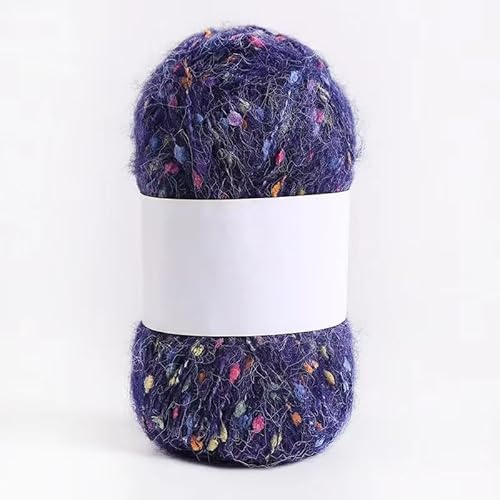 Mohair-Garne mit bunten Punkten, weiches Garn, handgestrickt, gehäkelt, gewebt, für Schal, Schal, Handwerk, Dunkelviolett, 50 g von Xiao Hua