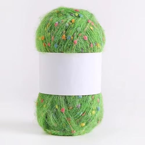 Mohair-Garne mit bunten Punkten, weiches Garn, handgestrickt, gehäkelt, gewebt, für Schal, Schal, Handwerk, Grasgrün, 50 g Mohair-Garne mit bunten Punkten, weiches Garn, handgestrickt, gehäkelt, gewebt, für Schal, Schal, Handwerk, Grasgrün, 50 g von Xiao Hua