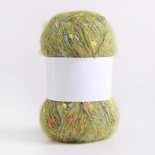 Mohair-Garne mit bunten Punkten, weiches Garn, handgestrickt, gehäkelt, gewebt, für Schal, Schal, Handwerk, Matcha-Farbe, 100 g von Xiao Hua
