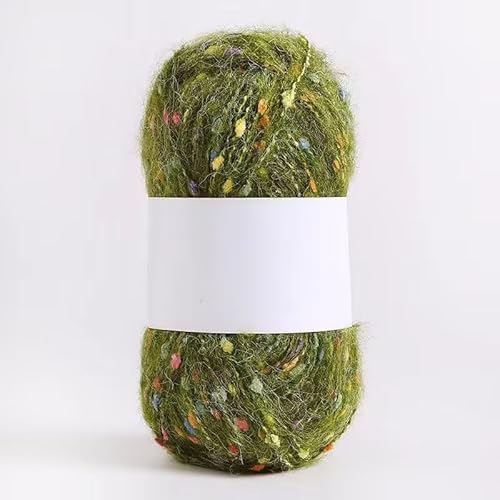 Mohair-Garne mit bunten Punkten, weiches Garn, handgestrickt, gehäkelt, gewebt, für Schal, Schal, Handwerk, Militärgrün, 50 g von Xiao Hua