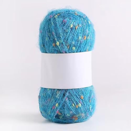 Mohair-Garne mit bunten Punkten, weiches Garn, handgestrickt, gehäkelt, gewebt, für Schals, Bastelarbeiten, Seeblau, 100 g von Xiao Hua