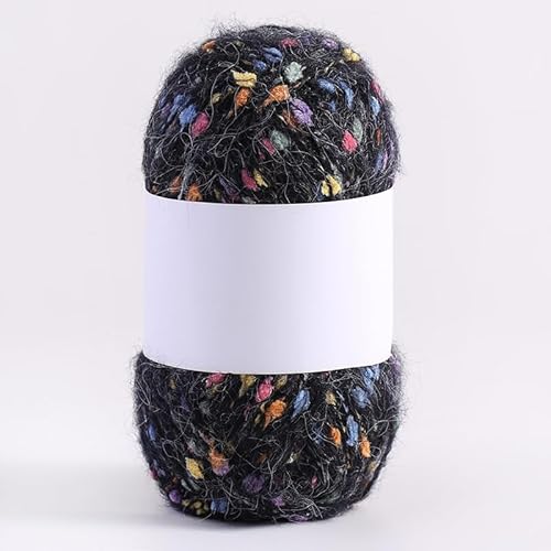Mohair-Garne mit bunten Punkten, weiches Garn, handgestrickt, gehäkelt, gewebt, für Schals, Schals, Basteln, 100 g, Schwarz von Xiao Hua
