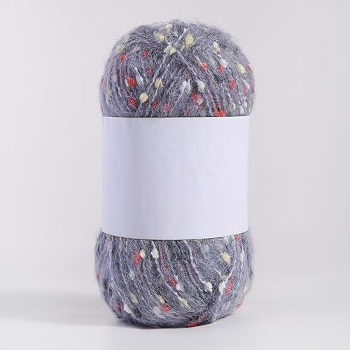Mohair-Garne mit bunten Punkten, weiches Garn, handgestrickt, gehäkelt, gewebt, für Schals, Schals, Basteln, Grau, 100 g von Xiao Hua