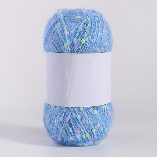 Mohair-Garne mit bunten Punkten, weiches Garn, handgestrickt, gehäkelt, gewebt, für Schals, Schals, Basteln, Hellblau, 200 g Mohair-Garne mit bunten Punkten, weiches Garn, handgestrickt, gehäkelt, gewebt, für Schals, Schals, Basteln, Hellblau, 200 g von Xiao Hua
