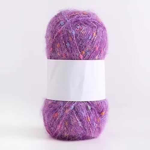 Mohair-Garne mit bunten Punkten, weiches Garn, handgestrickt, gehäkelt, gewebt, für Schals, Schals, Basteln, Rosenviolett, 200 g von Xiao Hua