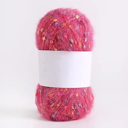 Mohair-Garne mit bunten Punkten, weiches Garn, handgestrickt, gehäkelt, gewebt, für Schals, Schals, Basteln, Rouge Rot, 200 g von Xiao Hua