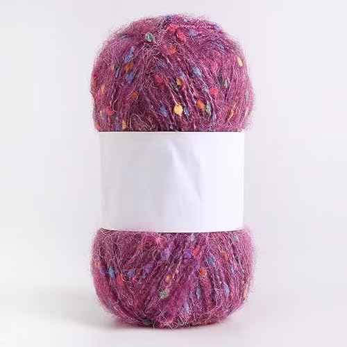 Mohair-Garne mit bunten Punkten, weiches Garn, handgestrickt, gehäkelt, gewebt, für Schals, Schals, Basteln, Violett, Rot, 200 g von Xiao Hua