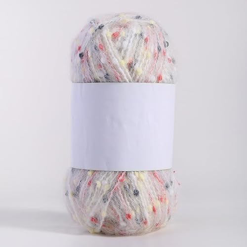 Mohair-Garne mit bunten Punkten, weiches Garn, handgestrickt, gehäkelt, gewebt, für Schals, Schals, Basteln, Weiß, D Mohair-Garne mit bunten Punkten, weiches Garn, handgestrickt, gehäkelt, gewebt, für Schals, Schals, Basteln, Weiß, D von Xiao Hua