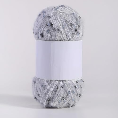 Mohair-Garne mit bunten Punkten, weiches Garn, handgestrickt, gehäkelt, gewebt, für Schals, Schals, Basteln, Weiß F, 200 g von Xiao Hua