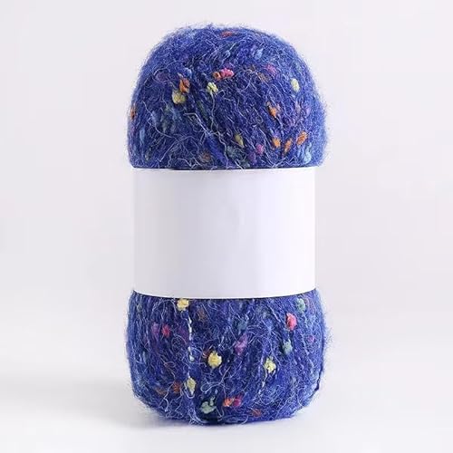 Mohair-Garne mit bunten Punkten, weiches Garn, handgestrickt, gehäkelt, gewebt, für Schals, Schals, Handwerk, Königsblau, 100 g von Xiao Hua