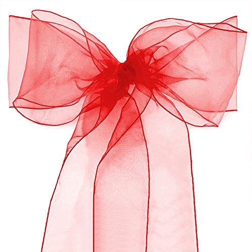 Organza-Schärpen für Bankett-Stuhl, Schleifen, Krawatten für Hochzeiten, Partys, Dekoration, Weiß, Rosa, Lila, Gold, Rot, 25 Stück von Xiao Hua