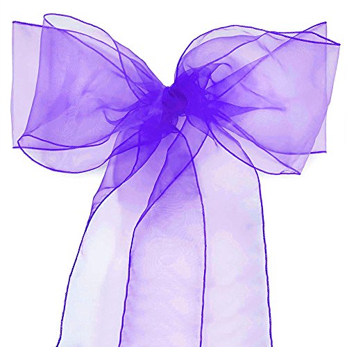 Organza-Schärpen für Bankett-Stuhl, Schleifen, Krawatten für Hochzeiten, Partys, Dekoration, Weiß, Rosa, Lila, Gold, Rot, 25 Stück von Xiao Hua