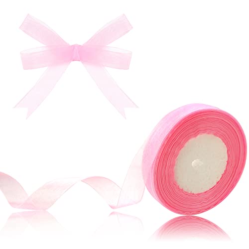Organzaband, 1,9 cm, Grün, 45,7 m, Chiffonband für Geschenkverpackungen, Muttertag, Hochzeit, Blumenstrauß, Basteln (Hellrosa) von Xiao Hua