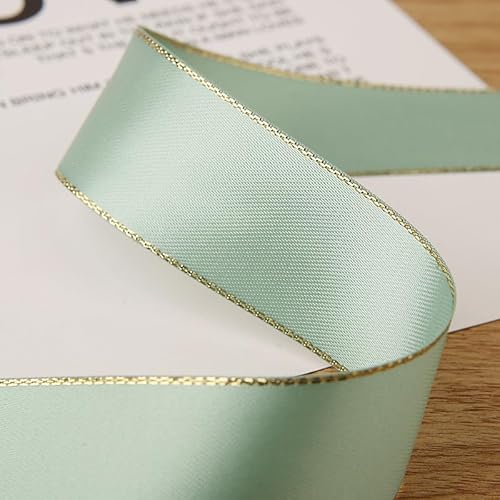 Polyester-Satinband mit metallischem Rand, goldfarbener Rand, für Urlaubsdekoration, Geschenkverpackung, 45,7 m Polyester-Satinband mit metallischem Rand, goldfarbener Rand, für Urlaubsdekoration, Geschenkverpackung, 45,7 m von Xiao Hua