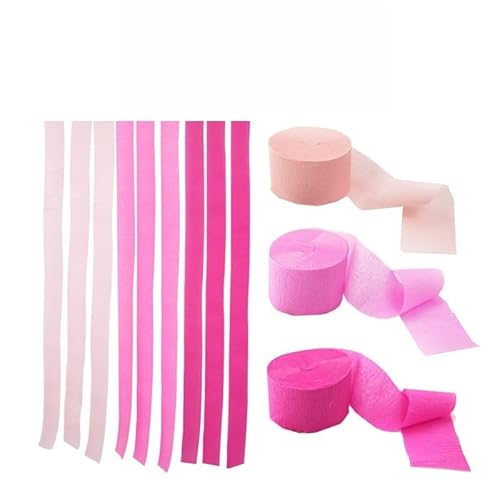 XIAO HUA Krepppapier-Luftschlangen, 3 Rollen, Rosa, Hautfarbe, rosa Krepppapier für Geburtstagsdekorationen, Babyparty-Dekorationen (4,6 cm x 2,7 m / Rolle) von Xiao Hua