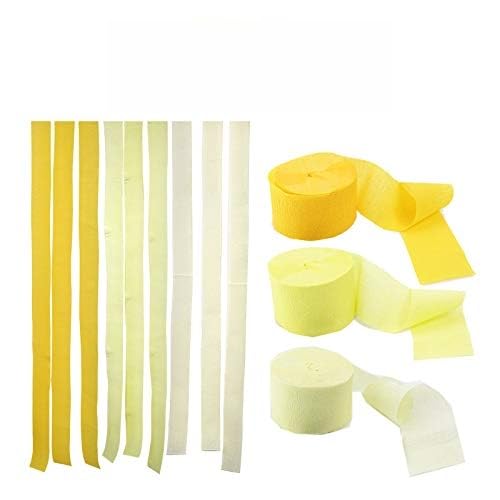 XIAO HUA Krepppapier-Luftschlangen, 3 Rollen, gelbe Serie, Krepppapier für Geburtstagsdekorationen, Babyparty-Dekorationen (4,6 cm x 2,7 m / Rolle) von Xiao Hua