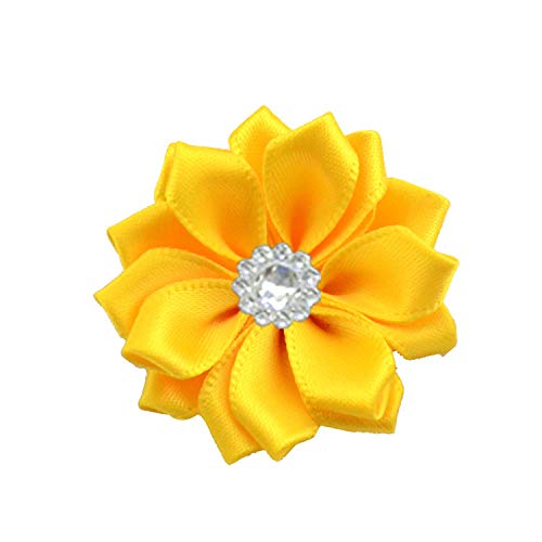 Xiao Hua Satinband-Blumen zum Basteln, Stoffblumen, Gänseblümchen mit Strasssteinen, Satinband für Ornamente, Applikationen, DIY, Hochzeit, Gelb, 10 Stück Xiao Hua Satinband-Blumen zum Basteln, Stoffblumen, Gänseblümchen mit Strasssteinen, Satinband für Ornamente, Applikationen, DIY, Hochzeit, Gelb, 10 Stück von Xiao Hua