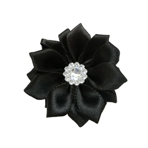 Xiao Hua Satinband-Blumen zum Basteln, Stoffblumen, Gänseblümchen mit Strasssteinen, Satinband für Ornamente, Applikationen, DIY, Hochzeit, Schwarz, 10 Stück Xiao Hua Satinband-Blumen zum Basteln, Stoffblumen, Gänseblümchen mit Strasssteinen, Satinband für Ornamente, Applikationen, DIY, Hochzeit, Schwarz, 10 Stück von Xiao Hua