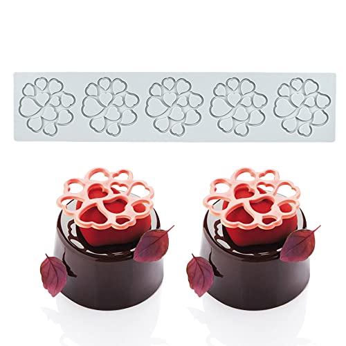 Kuchen-Spitzen-Form, Silikon-Spitzen-Fondant-Formen, Zuckerhandwerk-Abdruck-Form, essbarer Kuchen, molekulare Küche, Dekoration, 5 Löcher Herz Kuchen-Spitzen-Form, Silikon-Spitzen-Fondant-Formen, Zuckerhandwerk-Abdruck-Form, essbarer Kuchen, molekulare Küche, Dekoration, 5 Löcher Herz von XiaoShenLu