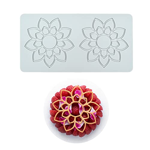 XiaoShenLu Kuchen-Spitzen-Form, Silikon-Spitzen-Fondant-Formen, Zuckerhandwerk-Abdruckform, essbarer Kuchen, molekulare Küche, Dekoration, 2 Löcher Blume von XiaoShenLu