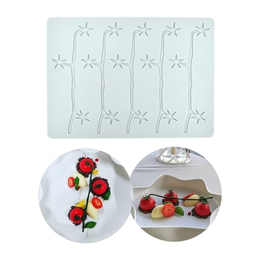 Kuchen-Spitzen-Form, Silikon-Spitzen-Fondant-Formen, Zuckerhandwerk-Abdruckform, essbarer Kuchen, molekulare Küche, Dekoration, 5 Löcher Tomatenzweig Kuchen-Spitzen-Form, Silikon-Spitzen-Fondant-Formen, Zuckerhandwerk-Abdruckform, essbarer Kuchen, molekulare Küche, Dekoration, 5 Löcher Tomatenzweig von XiaoShenLu