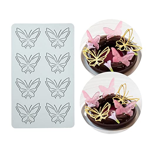 Kuchen-Spitzen-Form, Silikon-Spitzen-Fondant-Formen, Zuckerhandwerk-Abdruckform, essbarer Kuchen, molekulare Küche, Dekoration, 8 Löcher Schmetterling Kuchen-Spitzen-Form, Silikon-Spitzen-Fondant-Formen, Zuckerhandwerk-Abdruckform, essbarer Kuchen, molekulare Küche, Dekoration, 8 Löcher Schmetterling von XiaoShenLu