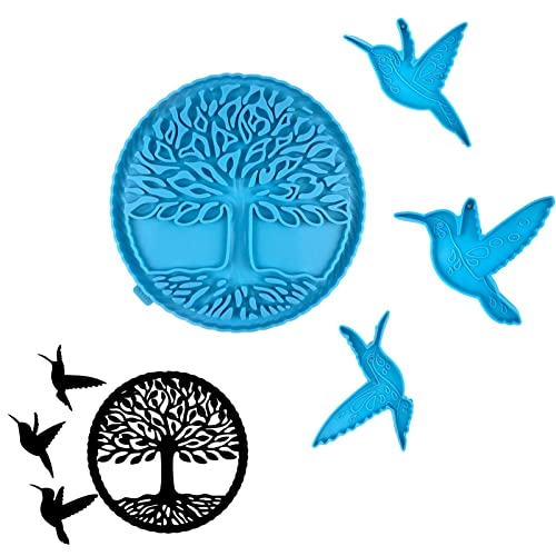 Xiaocao Lebensbaum Silikonform | Kolibri-Wandkunst-Silikonformen zum Gießen von Epoxidharz | Geschenke für Hochzeit, Thanksgiving, Neujahr, Weihnachten von Xiaocao
