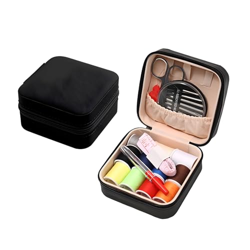 Tragbares Mini-Nähset – komplettes Set mit Schere, Nadeln, Fäden, weichem Maßband, Demontagemesser und Fingerhut – ideal für Reisen, Notfallreparaturen, Anfänger und Zuhause (2 Stück) (2 schwarz) von XiaoerYu