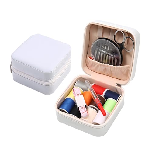 Tragbares Mini-Nähset – komplettes Set mit Schere, Nadeln, Fäden, weichem Maßband, Demontagemesser und Fingerhut – ideal für Reisen, Notfallreparaturen, Anfänger und Zuhause (2 Stück) (2 weiß) von XiaoerYu