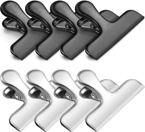 Xiaohan Robuste Metall-Clips, Büroordner, Taschenclips, Edelstahl-Chiphalter, Zuhause, Küche und Büro, Snack-Halter, 8 Stück von Xiaohan