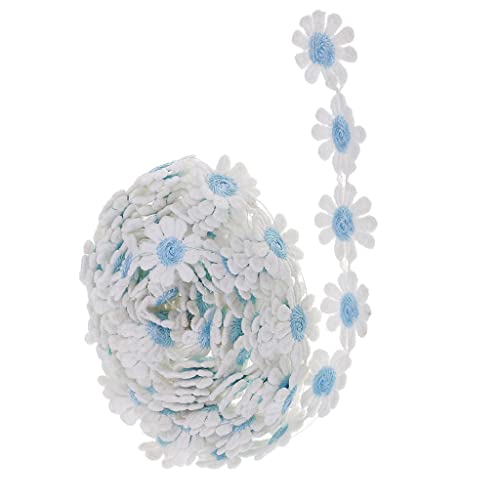 Xiaojikuaipao Spitzenband aus Polyester, klein, Gänseblümchen, bestickt, Nähen, Handwerk, himmelblau, dekoratives Blumenmuster für Designer und Heimwerker, Nähverzierungen von Xiaojikuaipao