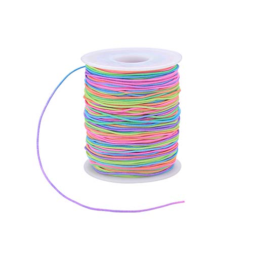 100m Elastisches Faden, Perlenfäden, Regenbogen Gummiband, Handwerk Schnur für Armband, Schmuck, Halskette, Basteln, Geflochtenes Haargummi, Perlen Spielzeug Schnur (1 mm) von Xiaomoyu